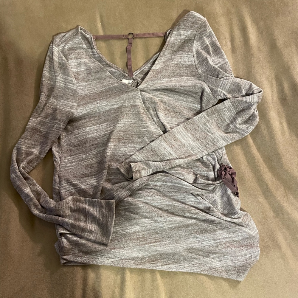 Thin Gray Wrap Sweater